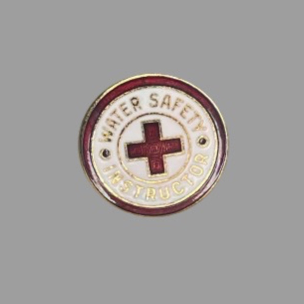 Vintage Water Safety Instructor Lapel Pin American Red Cross Red Gold Toned ARC
